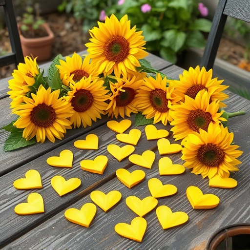 Sunflower hearts scattered on garden table