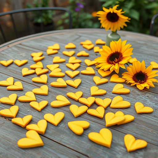 Sunflower hearts scattered on garden table