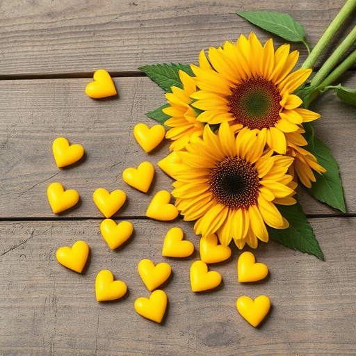 Sunflower hearts spilling onto wooden surface