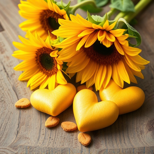 Sunflower hearts spilling onto wooden surface