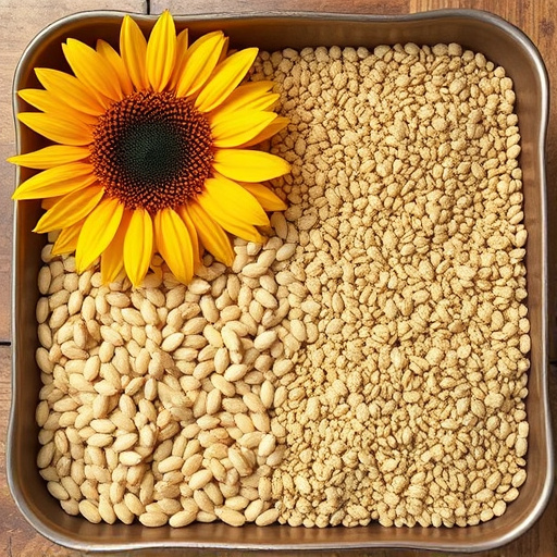 Sunflower seeds and millet in tray