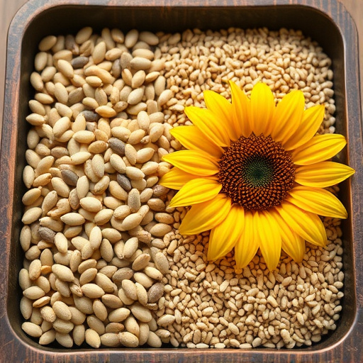 Sunflower seeds and millet in tray
