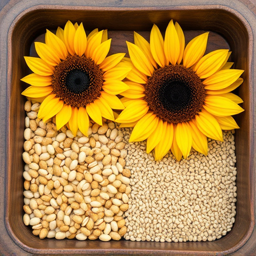 Sunflower seeds and millet in tray