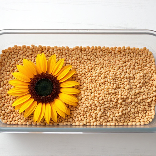 Sunflower seeds and millet in tray