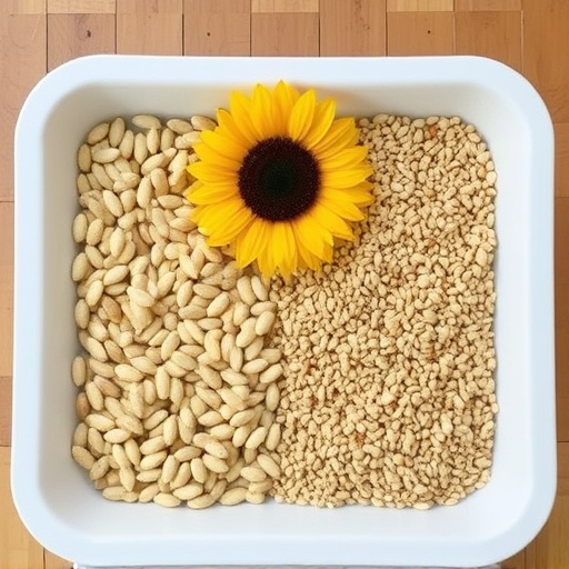 Sunflower seeds and millet in tray