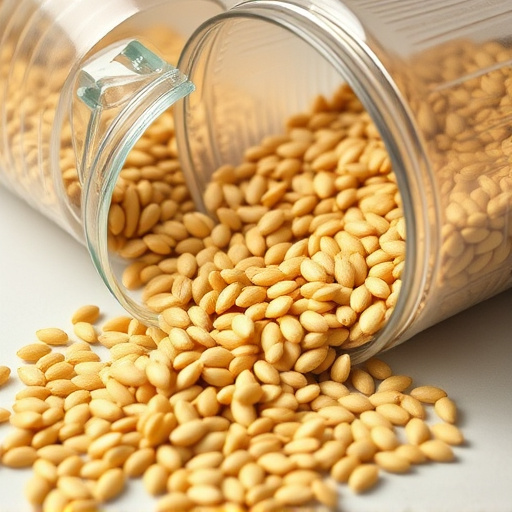 Sunflower seeds spilling from container