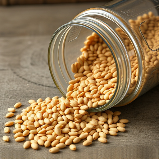 Sunflower seeds spilling from container