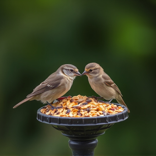 Tiny birds enjoying fresh seed mixture