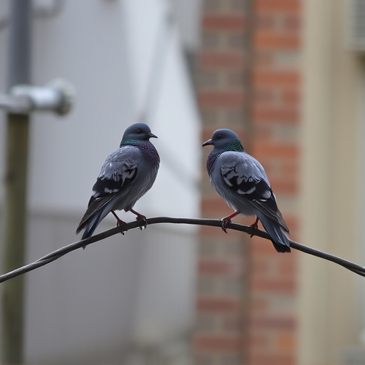 Tiny birds perched, pigeons kept away