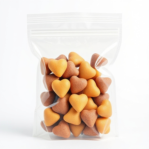Transparent pouch of sunflower hearts seeds