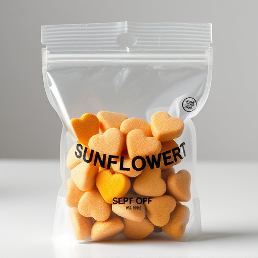 Transparent pouch of sunflower hearts seeds