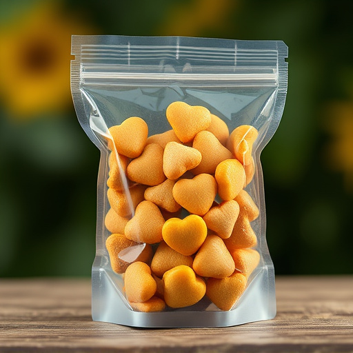 Transparent pouch of sunflower hearts seeds
