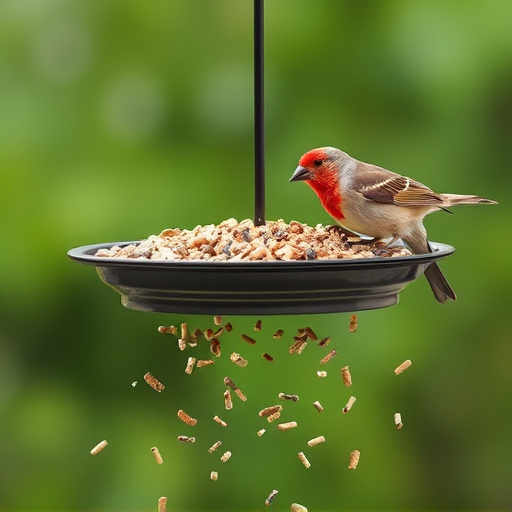 Tray-style feeder catching falling bird seed