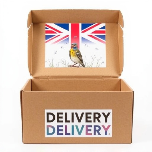 UK delivery box with bird seed label
