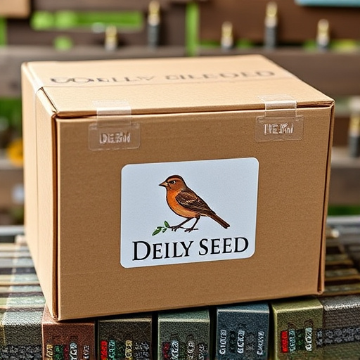 UK delivery box with bird seed label