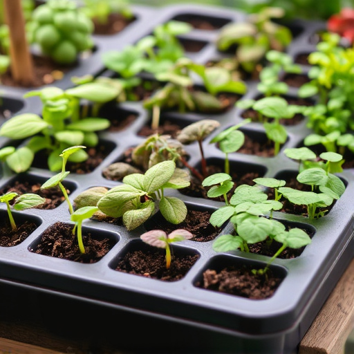 Variety of seeds in garden tray