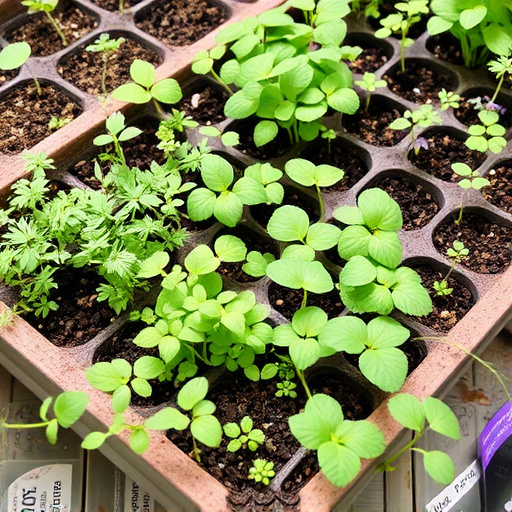 Variety of seeds in garden tray