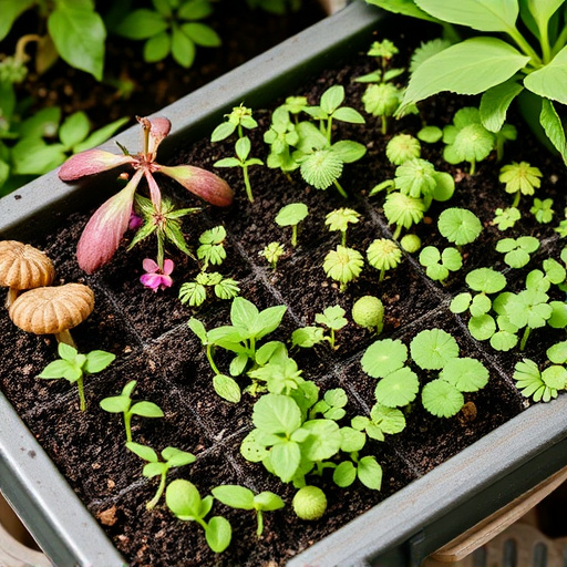 Variety of seeds in garden tray