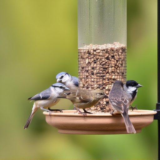 Variety of small birds at feeder