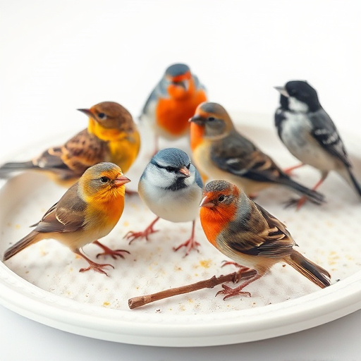 Variety of small birds on suet tray