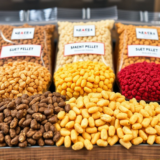 Variety of suet pellet flavours displayed