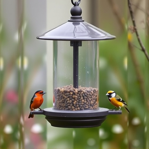 Weatherproof bird feeding station outdoors