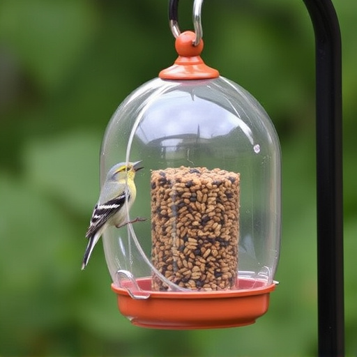 Weatherproof feeder protecting bird seed