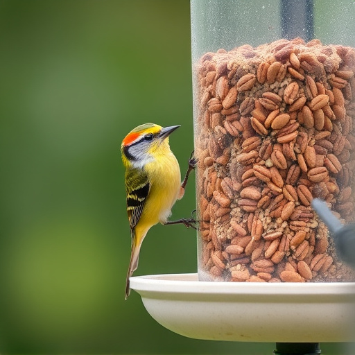 Wheat-free wild bird food in feeder