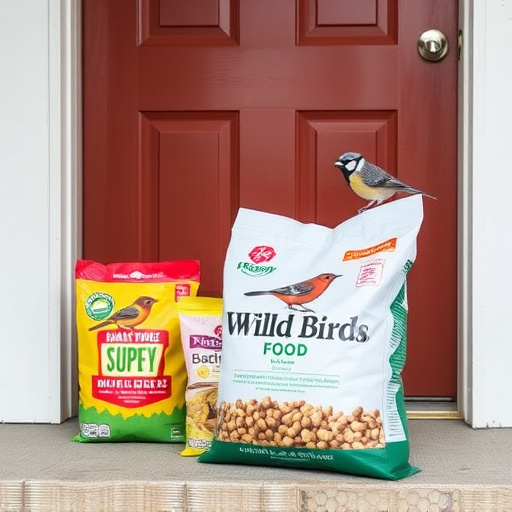 Wild bird food package at front door