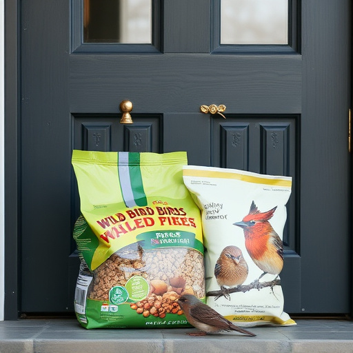 Wild bird food package at front door