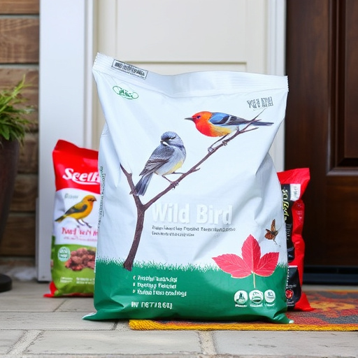 Wild bird food package at front door