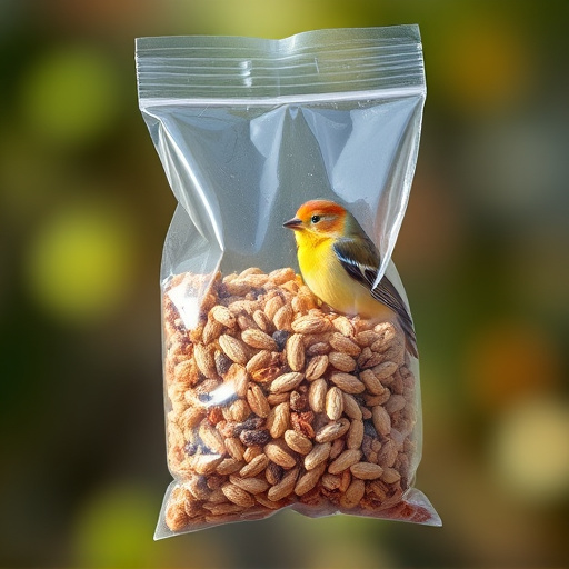 Wild bird seed in clear bulk packaging