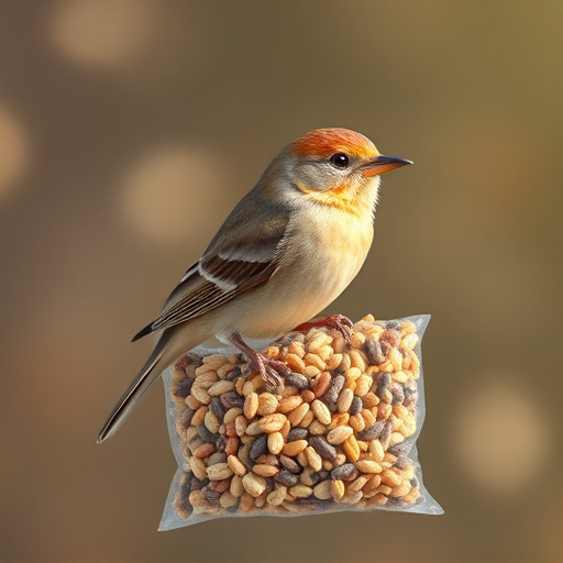 Wild bird seed in clear bulk packaging