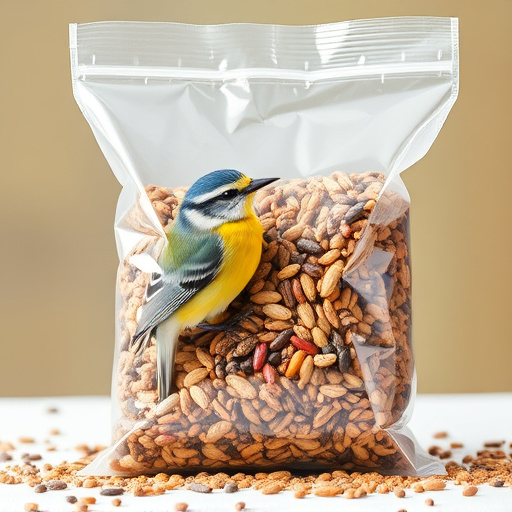 Wild bird seed in clear bulk packaging