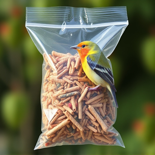 Wild bird seed in clear bulk packaging