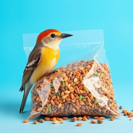 Wild bird seed in clear bulk packaging