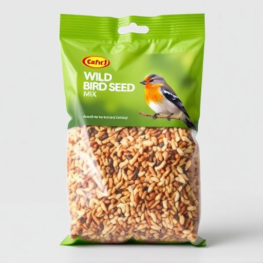 Wild bird seed mix in packaging