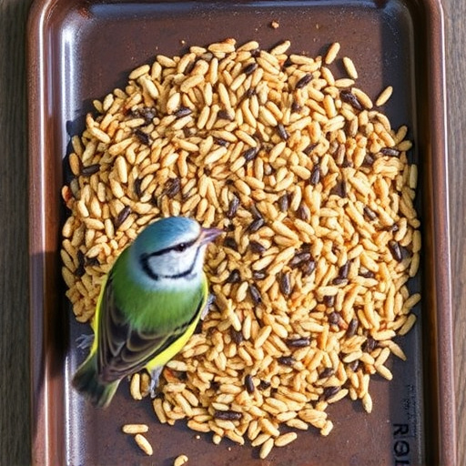 Wild bird seed mix on tray