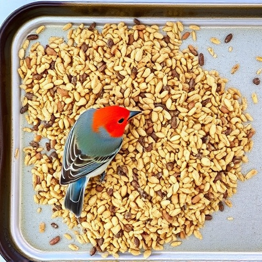 Wild bird seed mix on tray