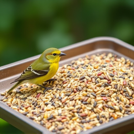 Wild bird seed mix on tray