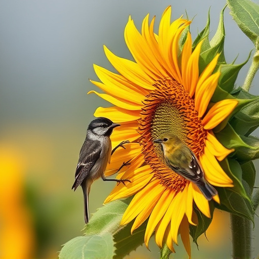Wild birds eating sunflower hearts