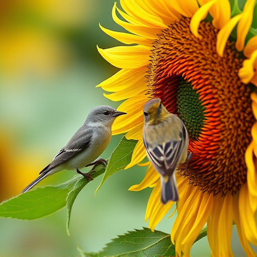 Wild birds eating sunflower hearts