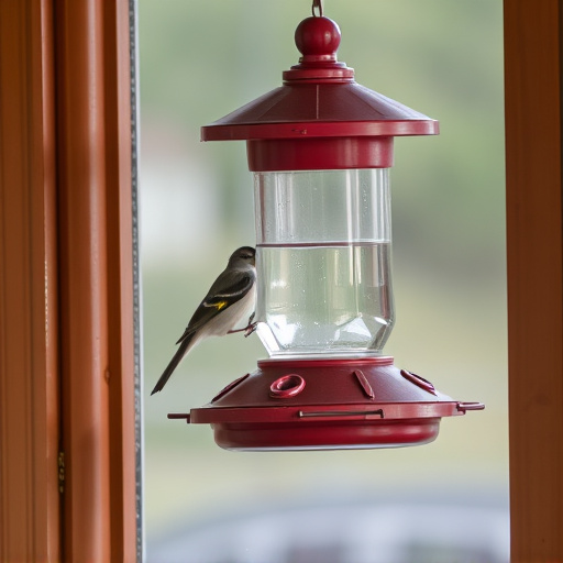 Window bird feeder attached to glass