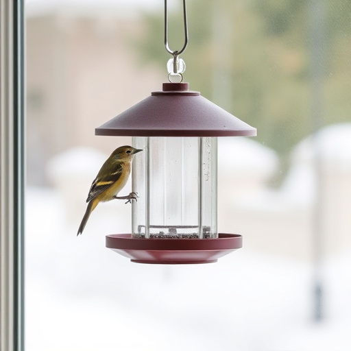 Window bird feeder attached to glass