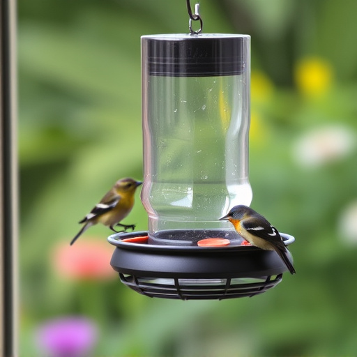 Window feeder attracting garden birds