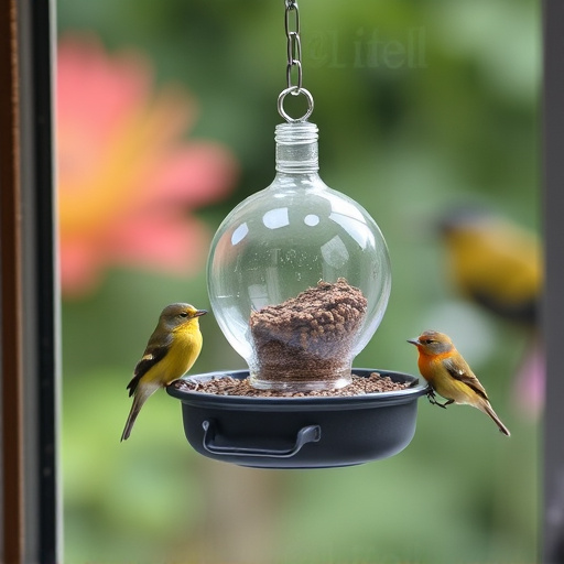 Window feeder attracting garden birds