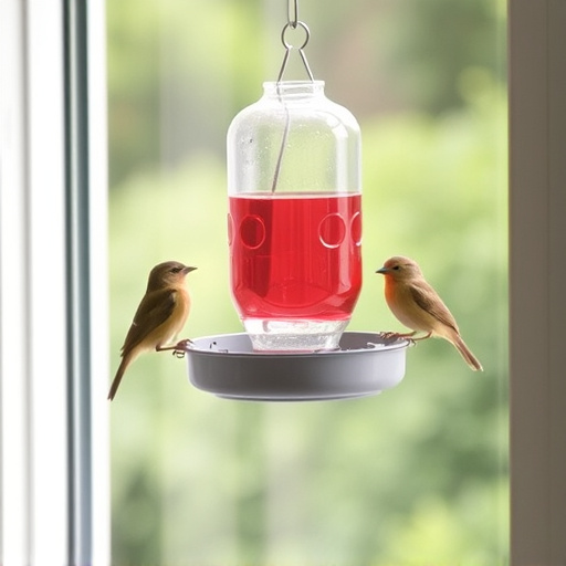 Window feeder attracting garden birds