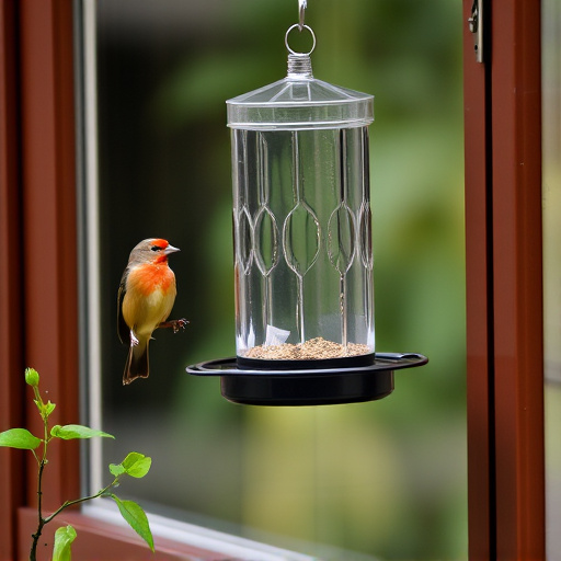 Window feeder attracting garden birds