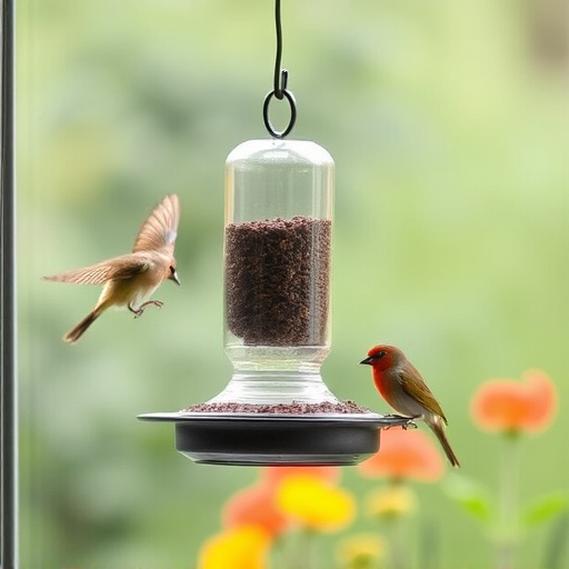 Window feeder attracting garden birds