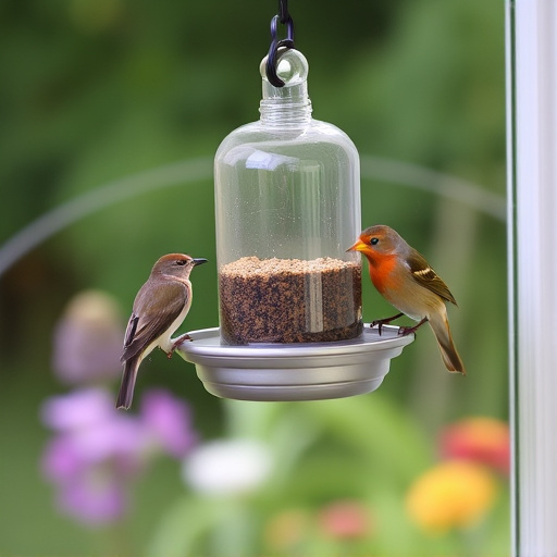 Window feeder attracting garden birds